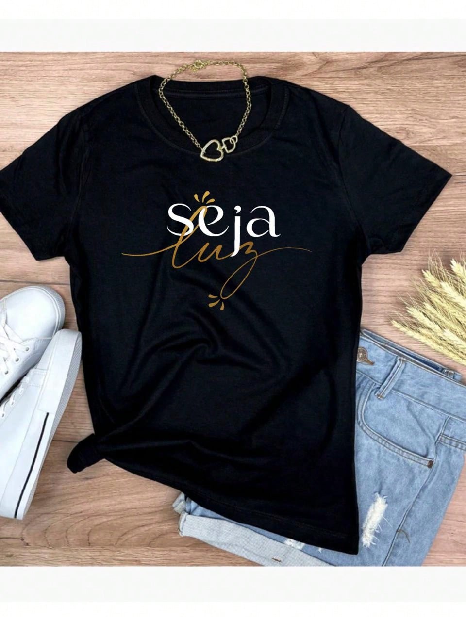 Camisa Camiseta T-shirt Feminina Baby Look Algodão Batimento Coração