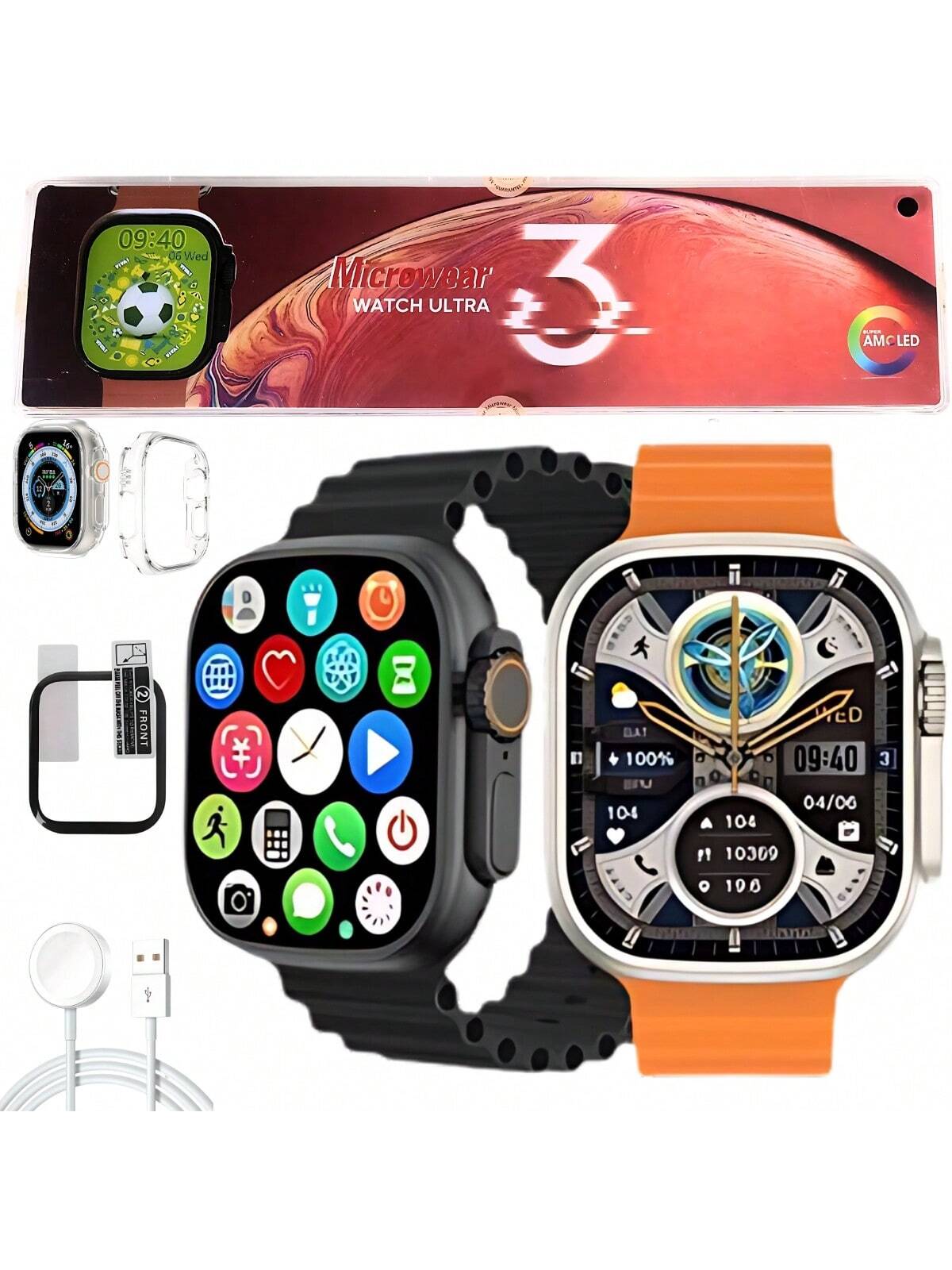 Smartwatch Relogio Inteligente Watch Ultra 3 Tela Amoled 49mm Series 10 Lançamento Microwear Original Android iOS