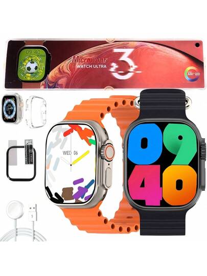 Smartwatch Relogio Inteligente Watch Ultra 3 Tela Amoled 49mm Series 10 Lançamento Microwear Original Android iOS