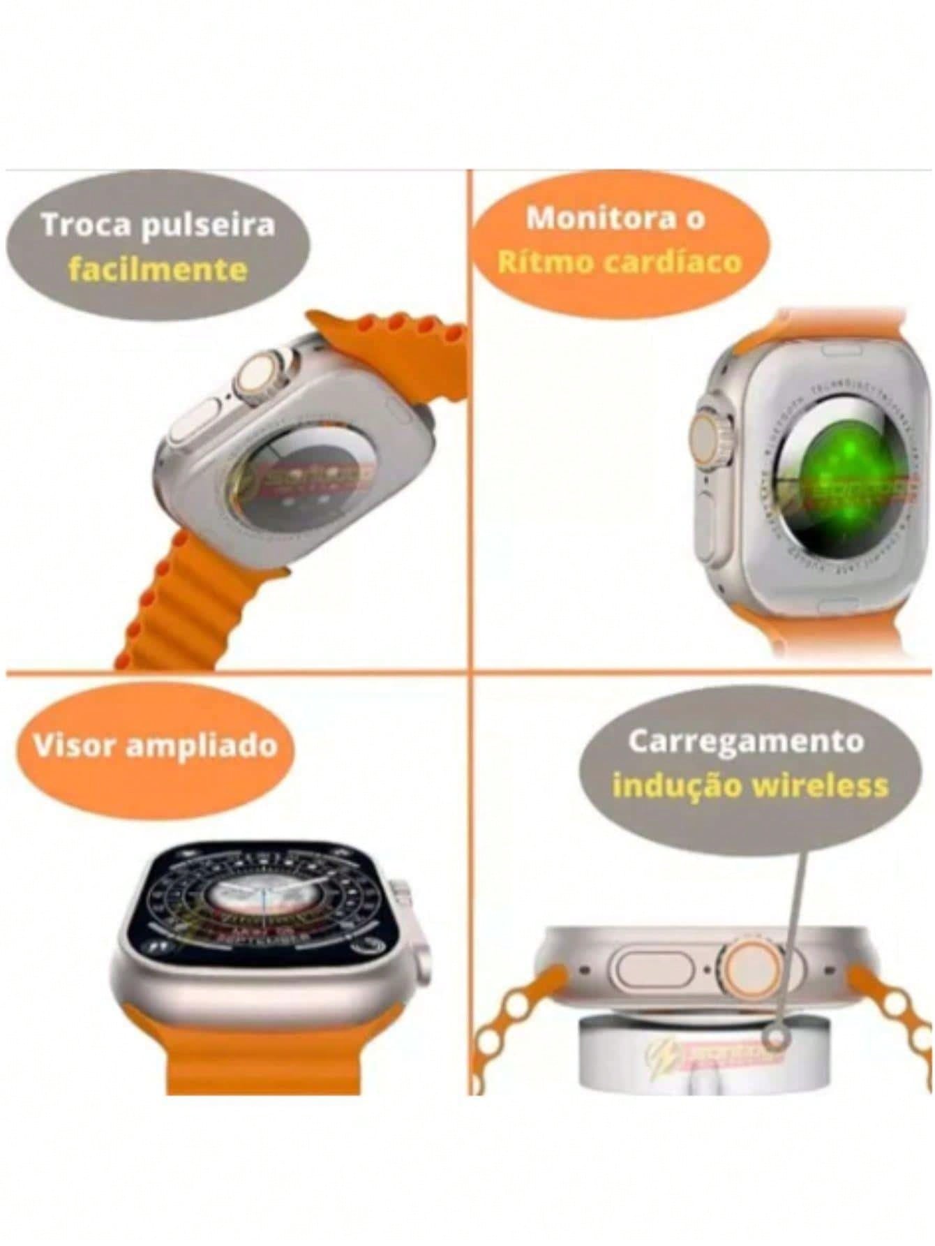 Smartwatch "S8 Ultra" Com Fone TWS Relógio Digital SmartWatch Series NFC Calculadora Cardíaca Monitoramento Da Frequência Relógio Inteligente Masculino