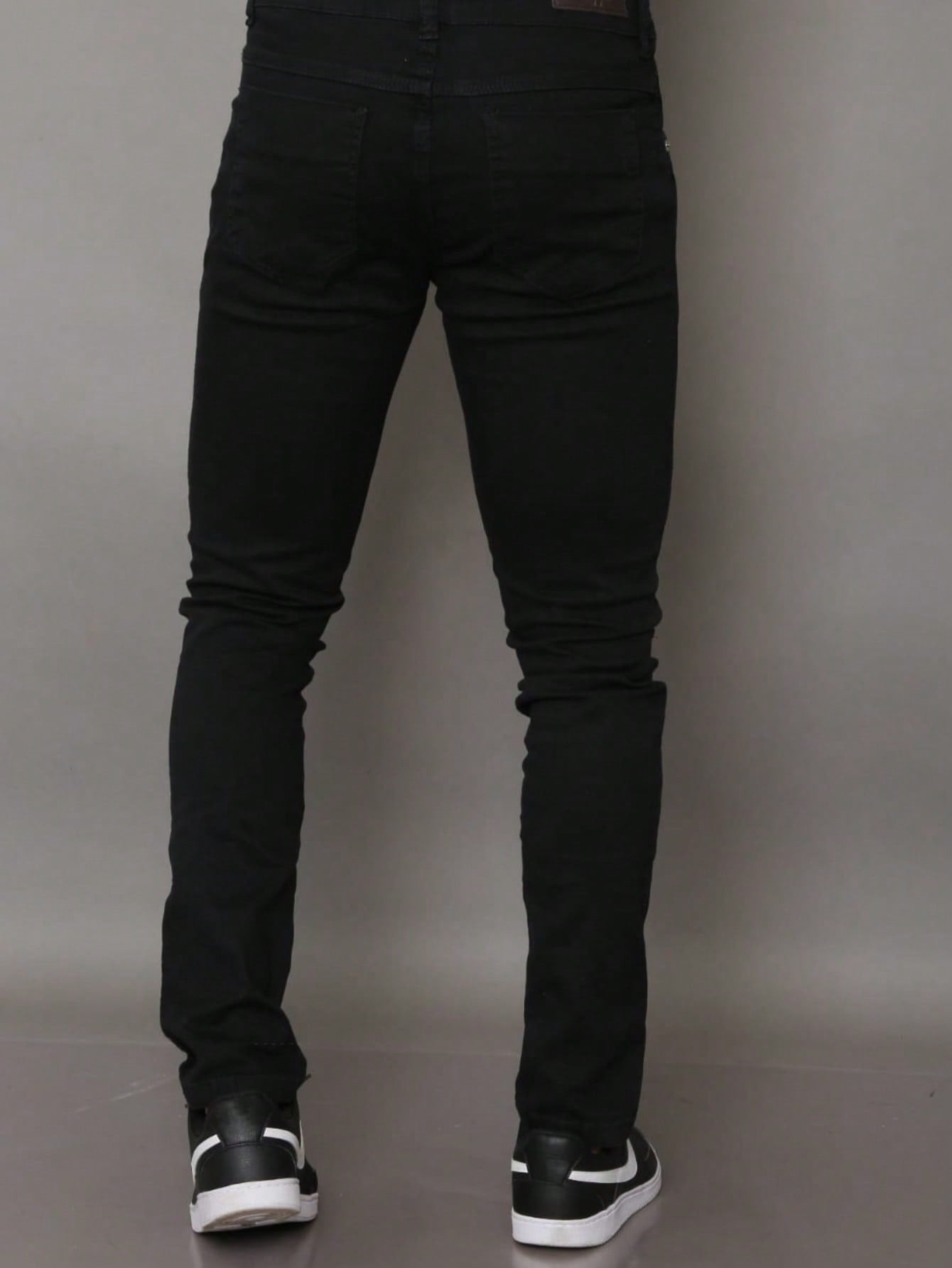 Calça Masculino Preto Rasgado de Sarja Estilosa