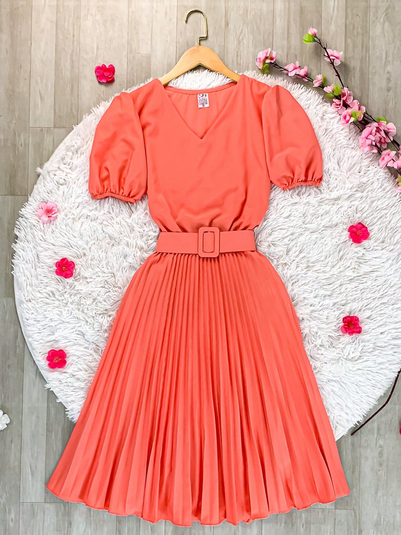 Vestido plissada lisa MIDI Rodado Moda Evangelica