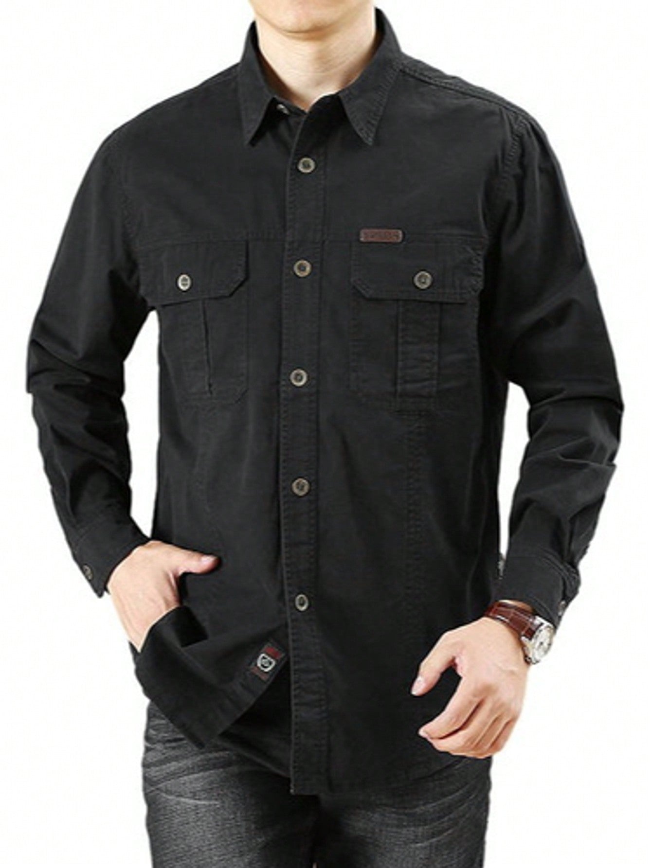 Camisa cargo casual masculina de algodão, camisas de manga larga para acampar y cazar, camisa de combate militar, camisas para senderismo, pesca, ropa de caza