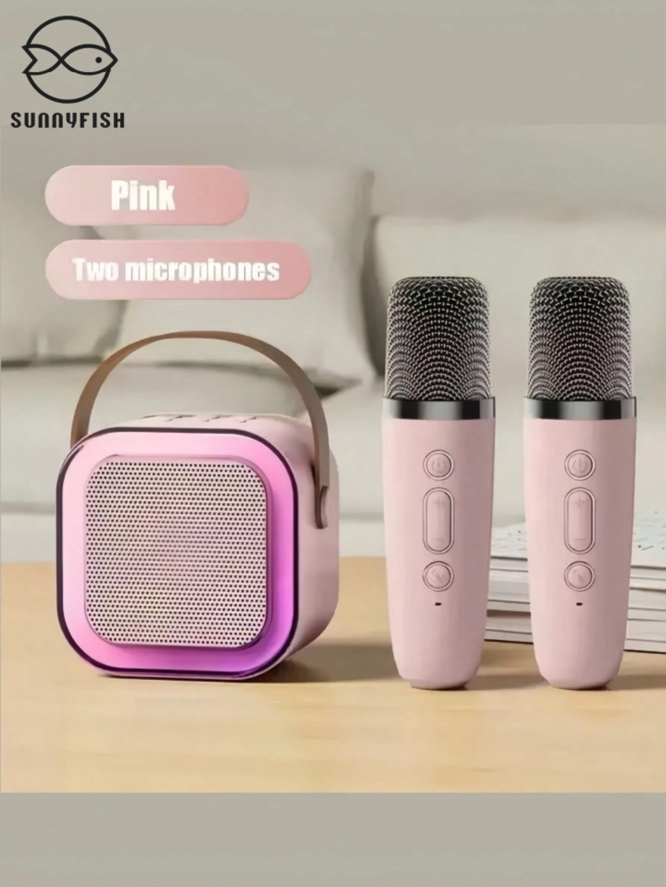 Caixa De Som Com Microfone Alto-Falante Karaokê sem fio Bluetooth Portátil Infantil Natal Festa Presente