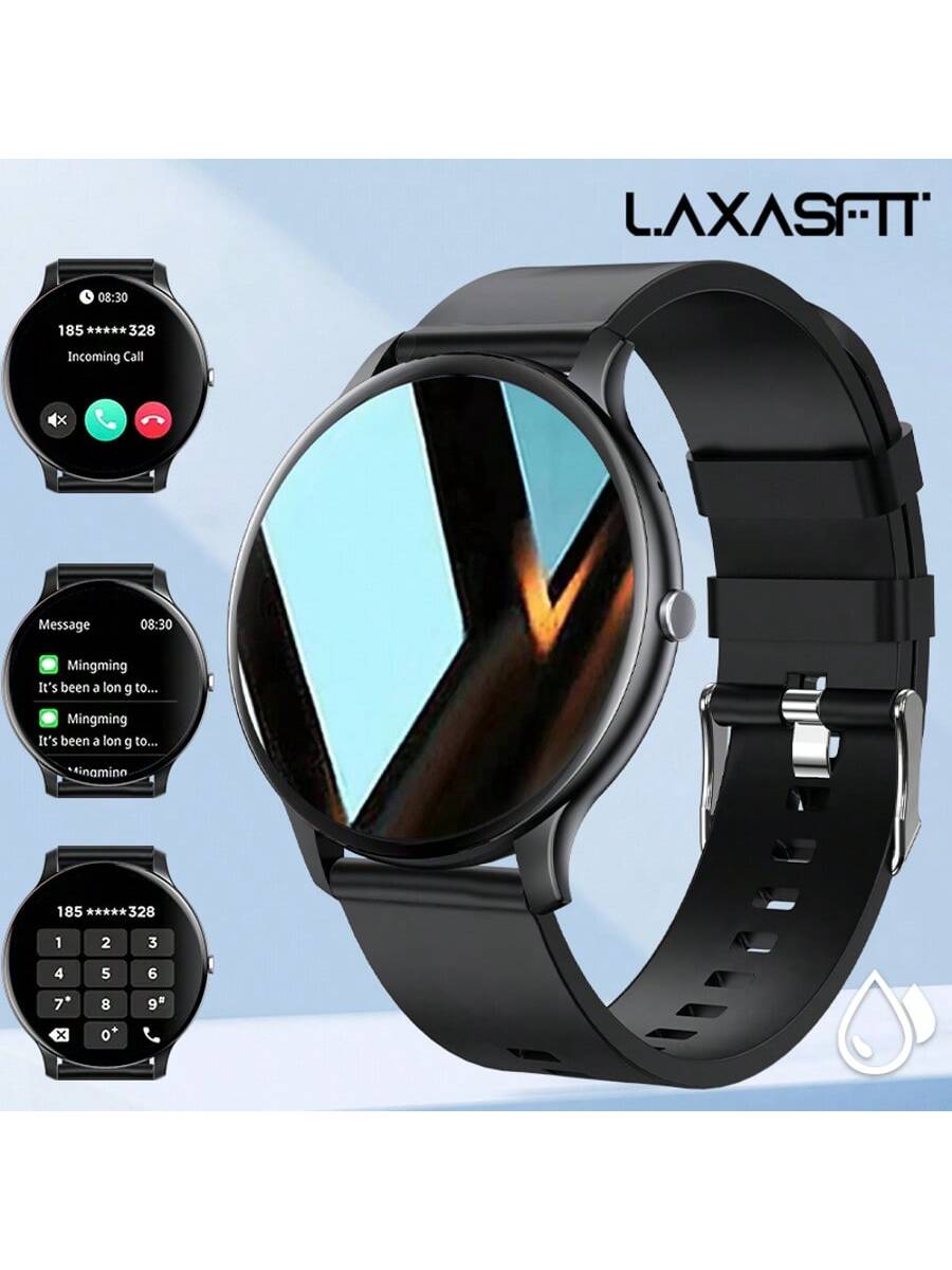 Laxasfit LAXASFIT Relógio Inteligente Masculino e Feminino Novo de 2025, Tela Digital, À Prova D'Água IP68, Mostrador Redondo, Caixa de Plástico, Pulseira de Silicone, Chamada Sem Fio, Mais de 100 Modos Esportivos, Lembrete de Clima, Despertador, Lembrete
