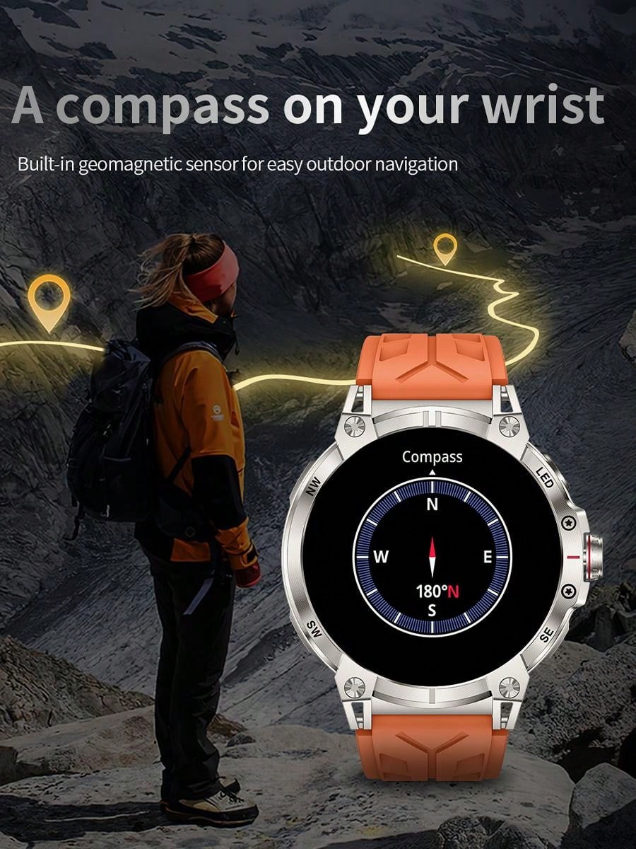 EIGIIS Smartwatch para Homens (Atender/Discar Chamadas) com Lanterna LED, Bateria 760mAh, Mais de 100 Modos Esportivos, Rastreamento de Frequência Cardíaca e Sono, Relógio Rastreador de Fitness 1,85" HD, Smartwatches Táticos para iOS e Android