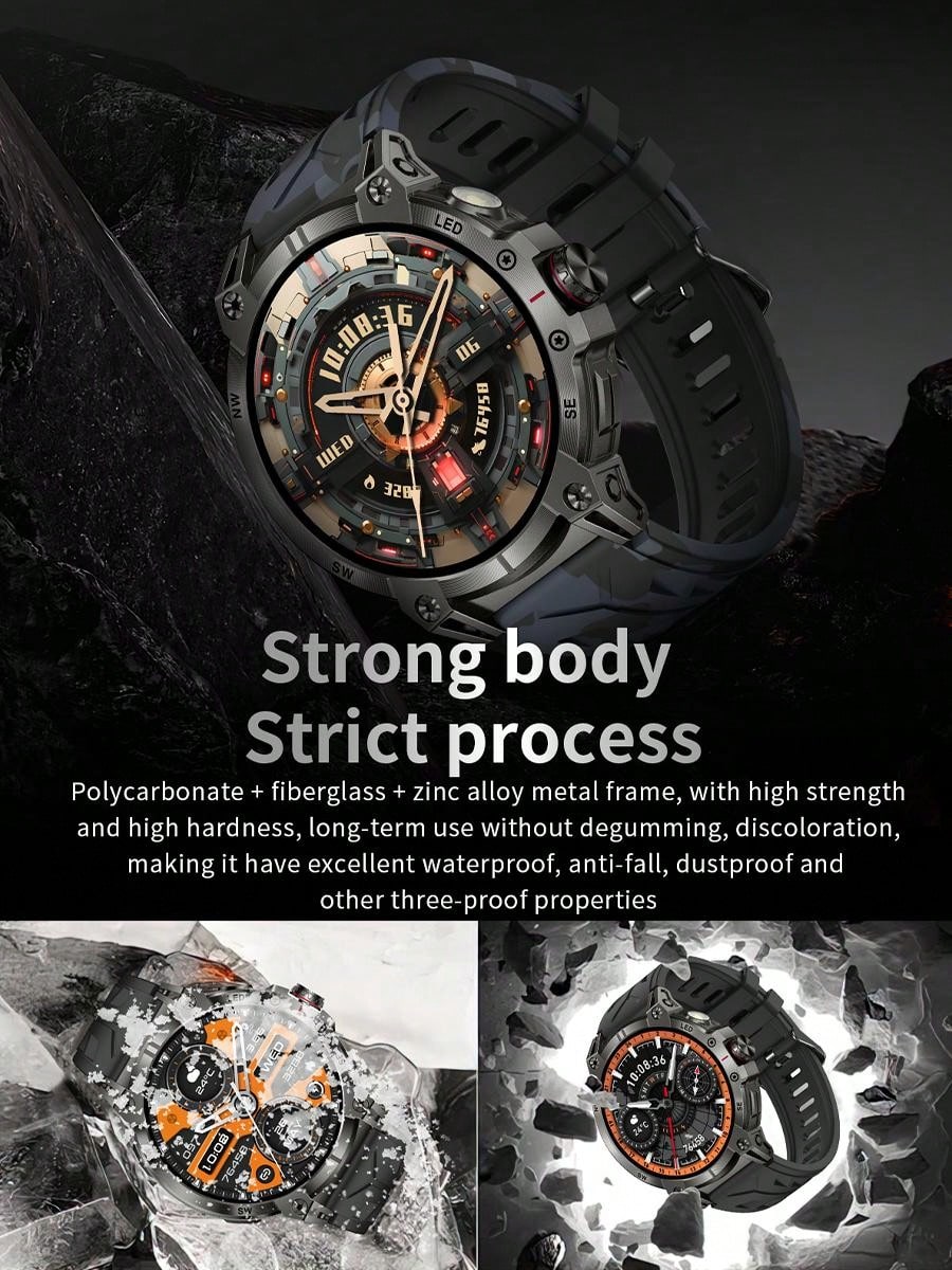 EIGIIS Smartwatch para Homens (Atender/Discar Chamadas) com Lanterna LED, Bateria 760mAh, Mais de 100 Modos Esportivos, Rastreamento de Frequência Cardíaca e Sono, Relógio Rastreador de Fitness 1,85" HD, Smartwatches Táticos para iOS e Android