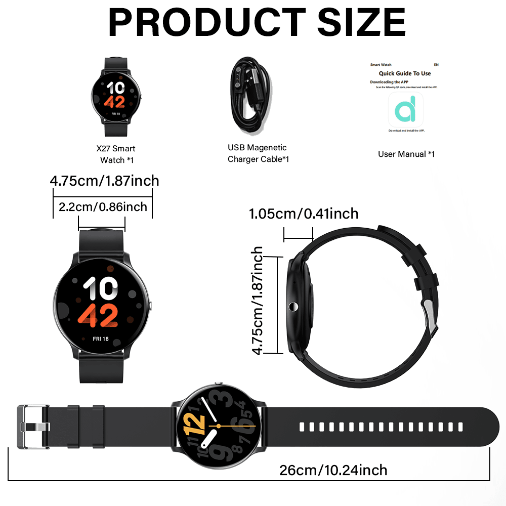 Laxasfit LAXASFIT Relógio Inteligente Masculino e Feminino Novo de 2025, Tela Digital, À Prova D'Água IP68, Mostrador Redondo, Caixa de Plástico, Pulseira de Silicone, Chamada Sem Fio, Mais de 100 Modos Esportivos, Lembrete de Clima, Despertador, Lembrete