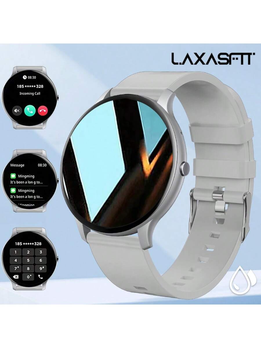 Laxasfit LAXASFIT Relógio Inteligente Masculino e Feminino Novo de 2025, Tela Digital, À Prova D'Água IP68, Mostrador Redondo, Caixa de Plástico, Pulseira de Silicone, Chamada Sem Fio, Mais de 100 Modos Esportivos, Lembrete de Clima, Despertador, Lembrete