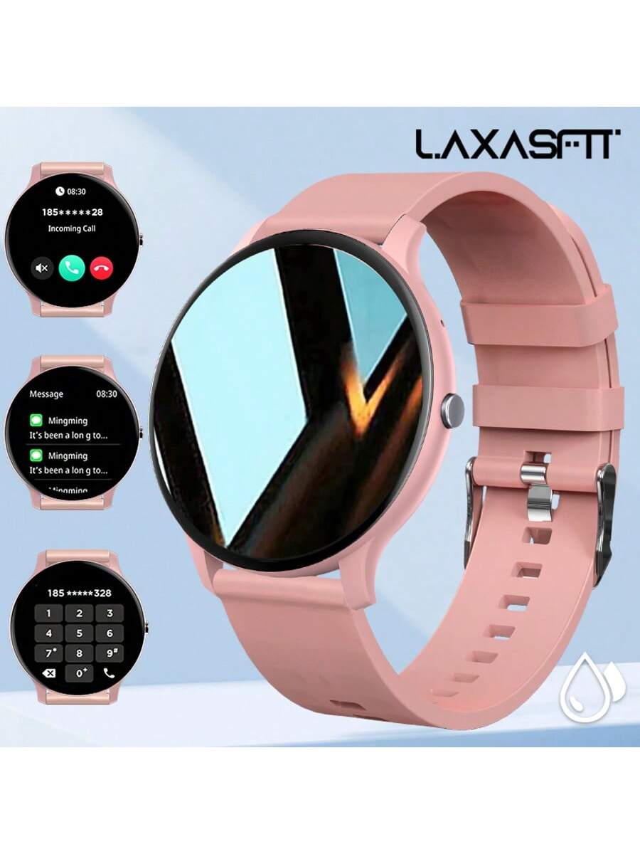 Laxasfit LAXASFIT Relógio Inteligente Masculino e Feminino Novo de 2025, Tela Digital, À Prova D'Água IP68, Mostrador Redondo, Caixa de Plástico, Pulseira de Silicone, Chamada Sem Fio, Mais de 100 Modos Esportivos, Lembrete de Clima, Despertador, Lembrete