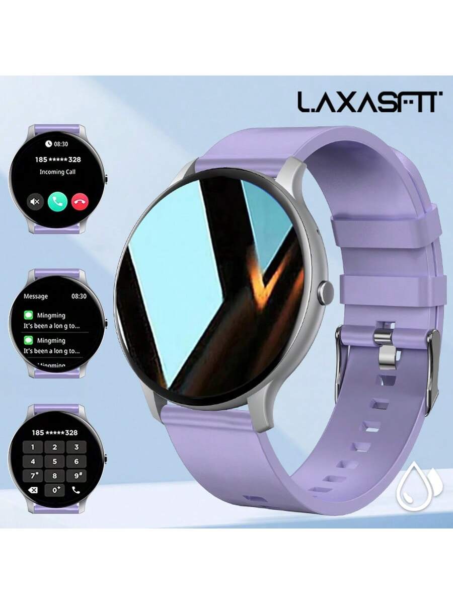 Laxasfit LAXASFIT Relógio Inteligente Masculino e Feminino Novo de 2025, Tela Digital, À Prova D'Água IP68, Mostrador Redondo, Caixa de Plástico, Pulseira de Silicone, Chamada Sem Fio, Mais de 100 Modos Esportivos, Lembrete de Clima, Despertador, Lembrete