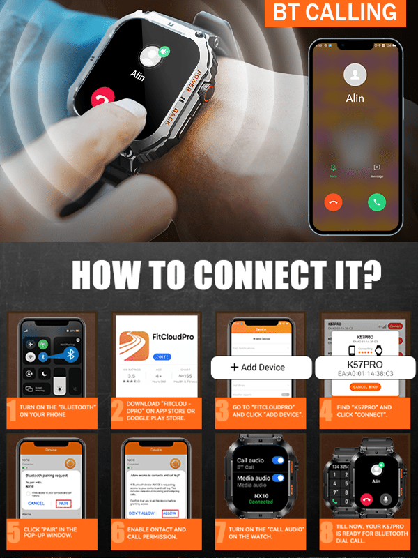 EIGIIS 1 Peça Smartwatch Multifuncional, Relógio Inteligente de Tela Cheia de 1,96 Polegadas para Homens, Capacidade de Bateria Maior de 360mAh, Mais de 80 Modos Esportivos, Fazer Chamadas, Lembrete de Mensagens de Terceiros, Lembrete de Sedentarismo, Com