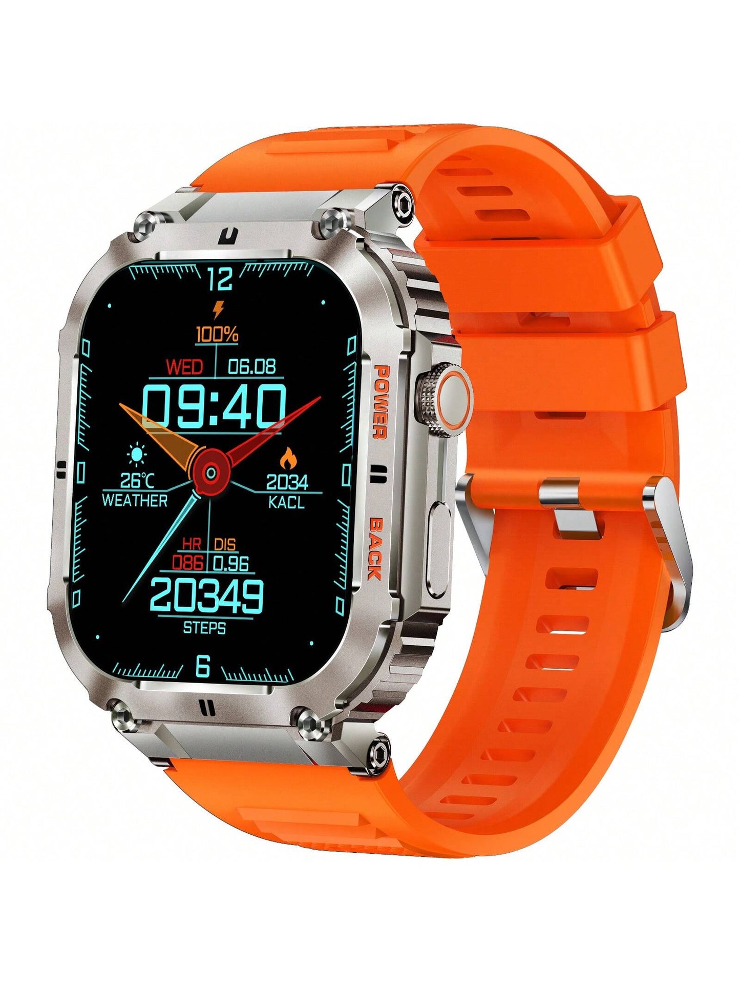 EIGIIS 1 Peça Smartwatch Multifuncional, Relógio Inteligente de Tela Cheia de 1,96 Polegadas para Homens, Capacidade de Bateria Maior de 360mAh, Mais de 80 Modos Esportivos, Fazer Chamadas, Lembrete de Mensagens de Terceiros, Lembrete de Sedentarismo, Com