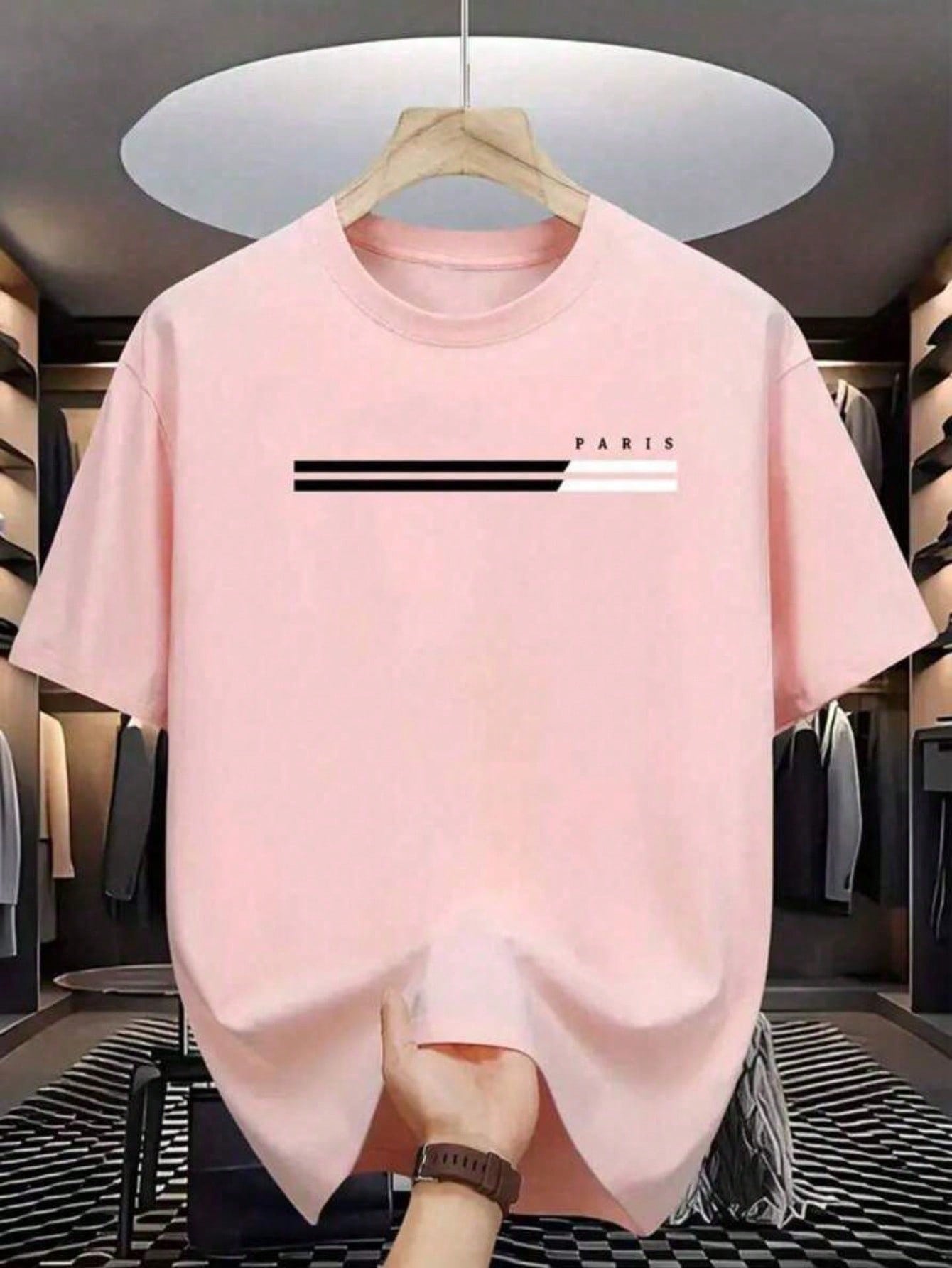 Camiseta Masculina Paris Faixa 100% Algodão Camisa Blusa Casual Básica Gola Redonda Unissex Lançamento