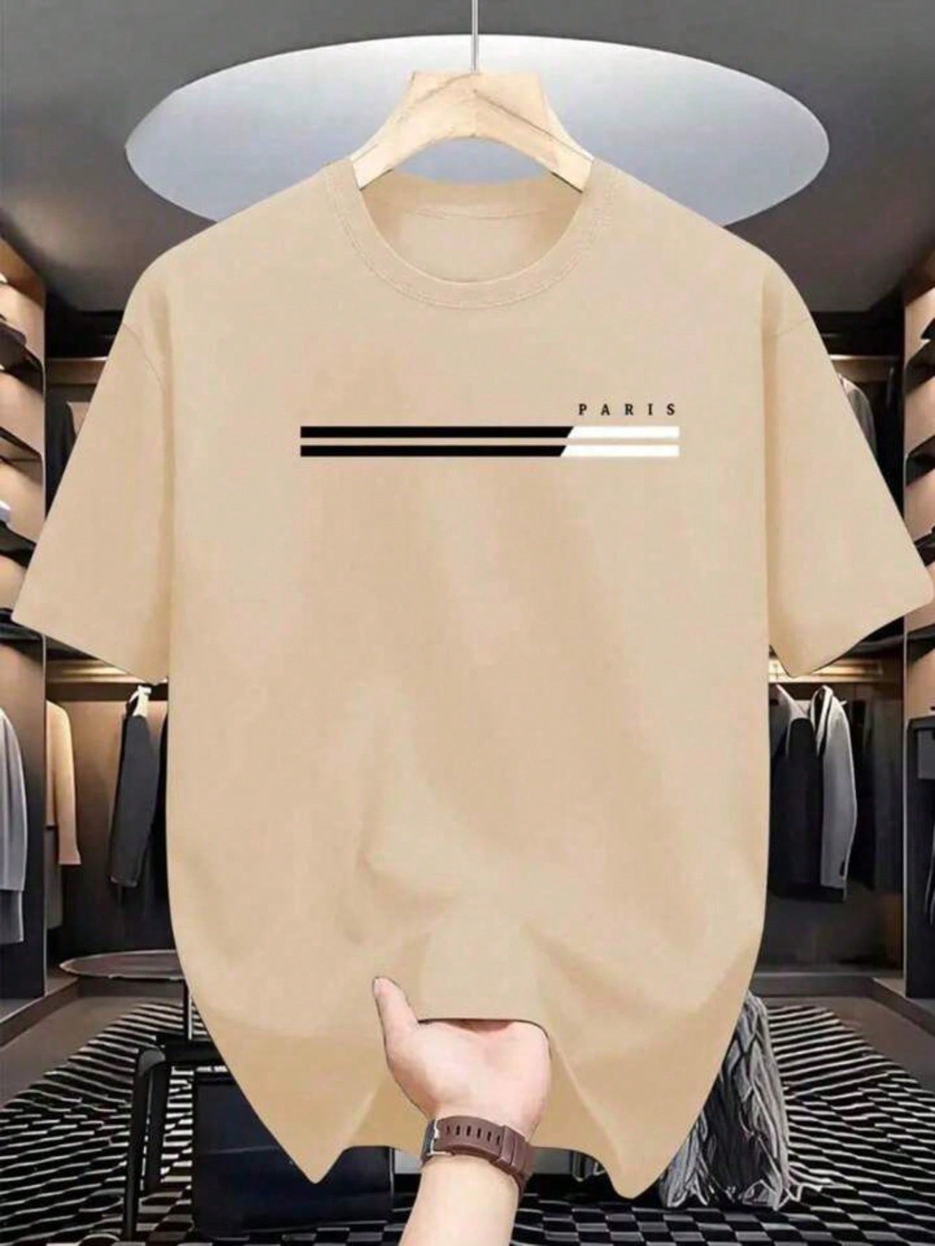 Camiseta Masculina Paris Faixa 100% Algodão Camisa Blusa Casual Básica Gola Redonda Unissex Lançamento