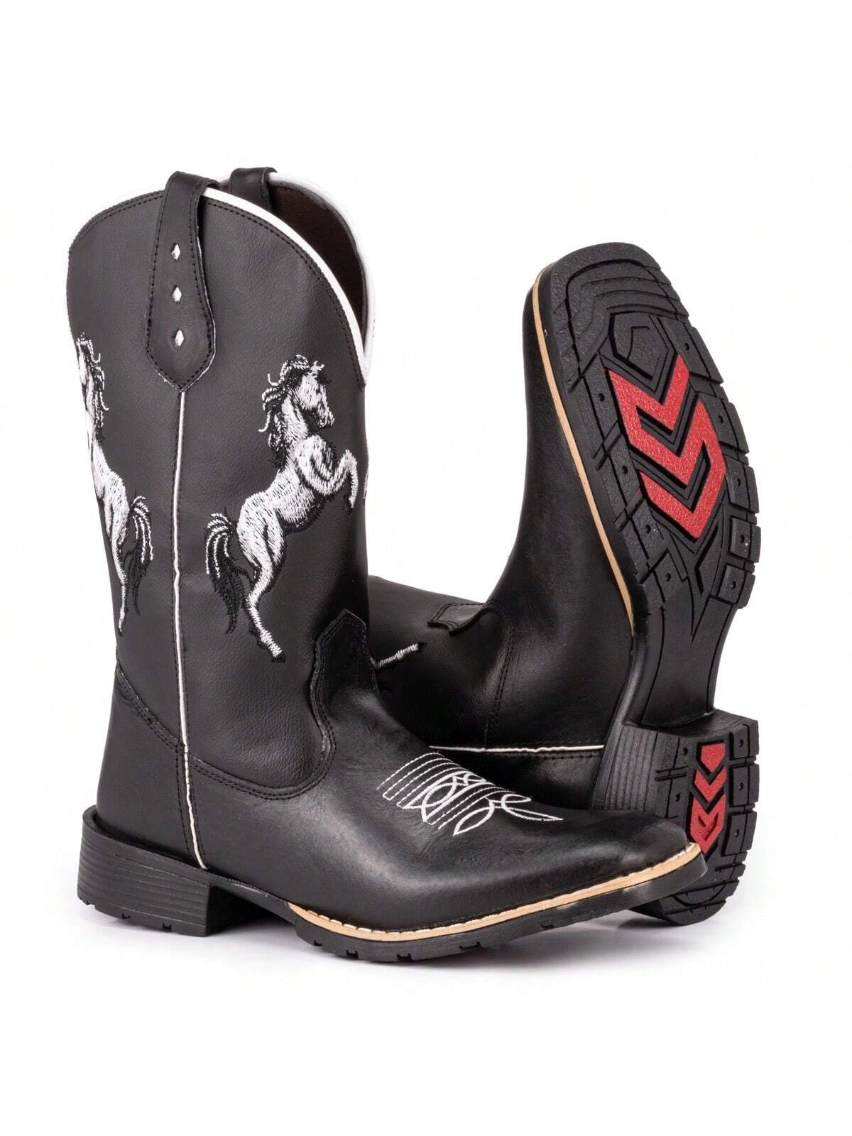 Bota Botina Texana Masculina Country Bico Quadrado 2 Cavalos