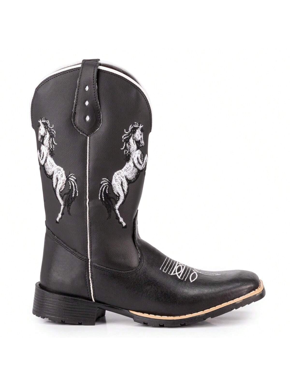 Bota Botina Texana Masculina Country Bico Quadrado 2 Cavalos