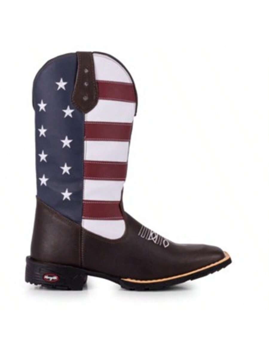 Bota Texana Country Masculina Estados Unidos Bico Quadrado