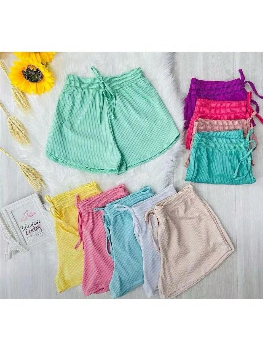 Kit com 5 Shorts Canelado P M G e GG