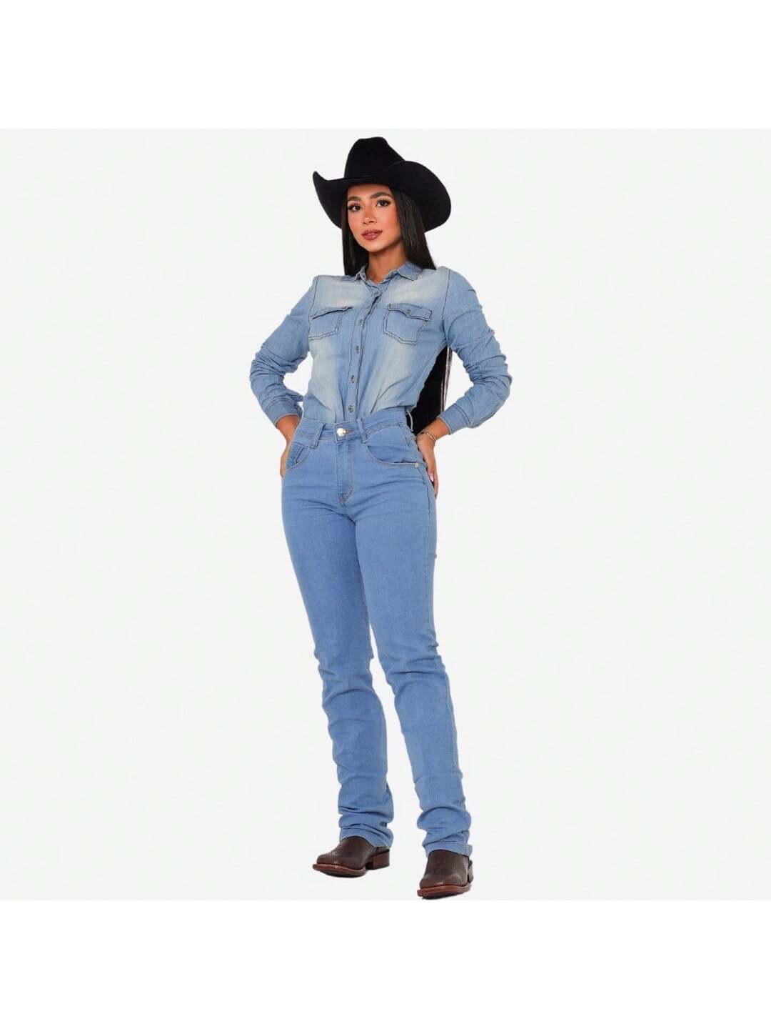 Calça Country de Rodeio Feminina Cintura Alta Com Lycra Cavalgada Montaria Sertanejo Pecuária