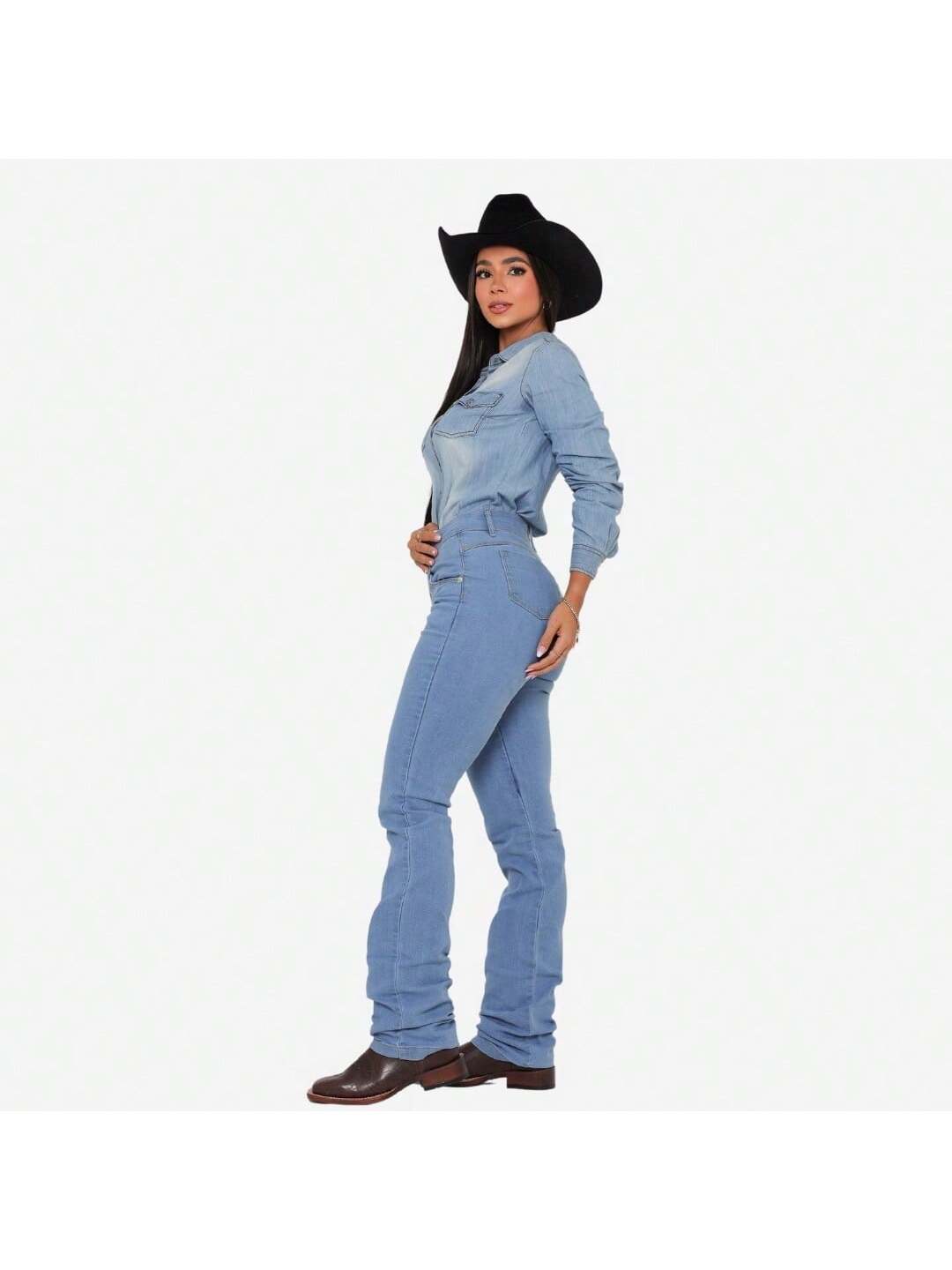 KIT 2 Calças Country de Rodeio Feminina Cintura Alta Com Lycra Elastano Empina Bumbum