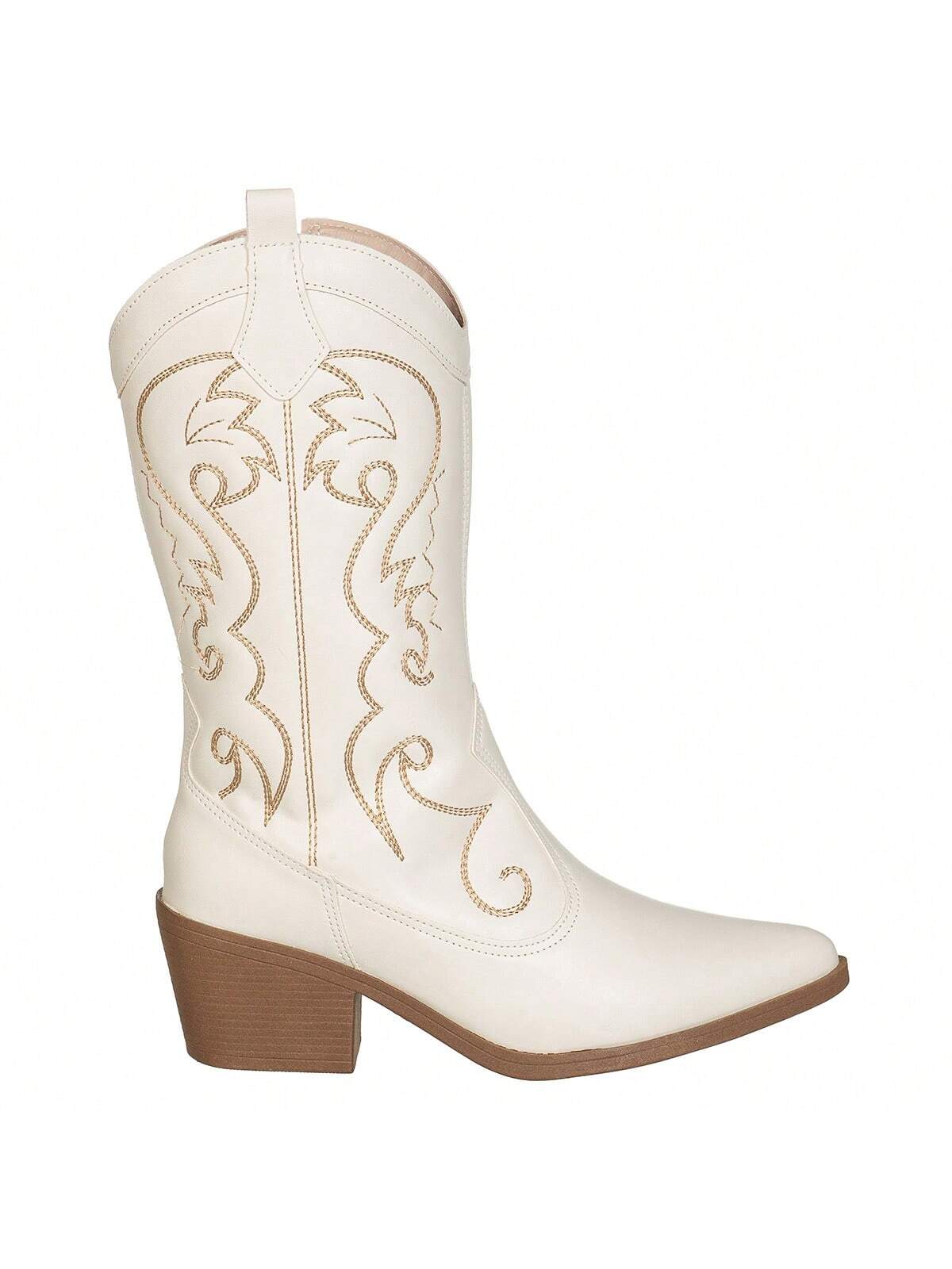 Bota Texana Feminina Cano Alto Salto Médio Western Bordada