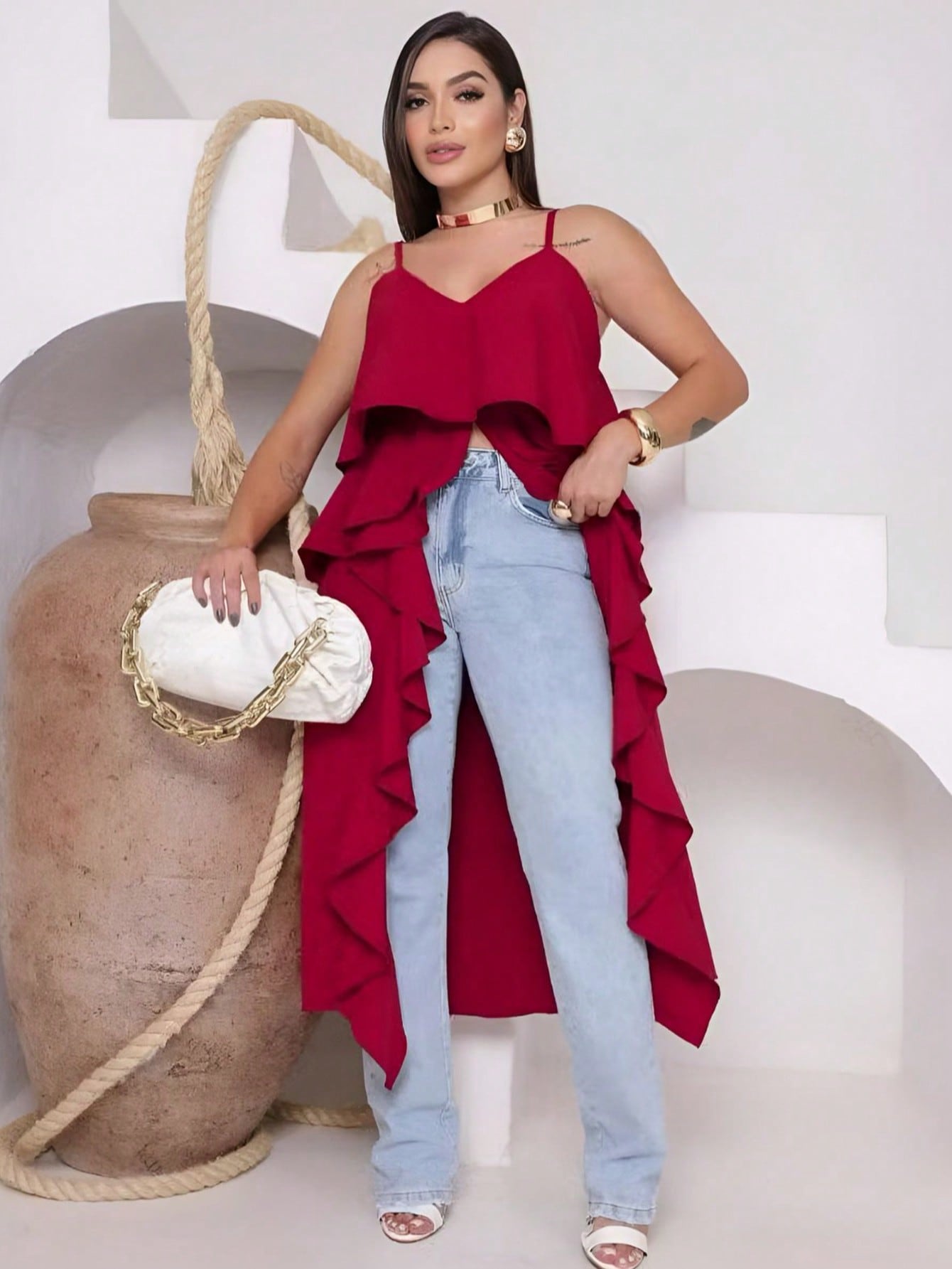 Tunica Bata Feminina Moda BOHO Elegante Estilo Vestido assimetrico en DunaSimplesCasualelegante