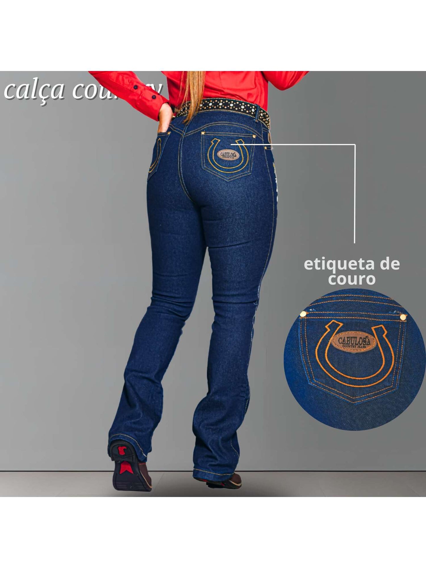 Calça Country Feminina Cavalo Cavalgada Bordada Colorida Couro