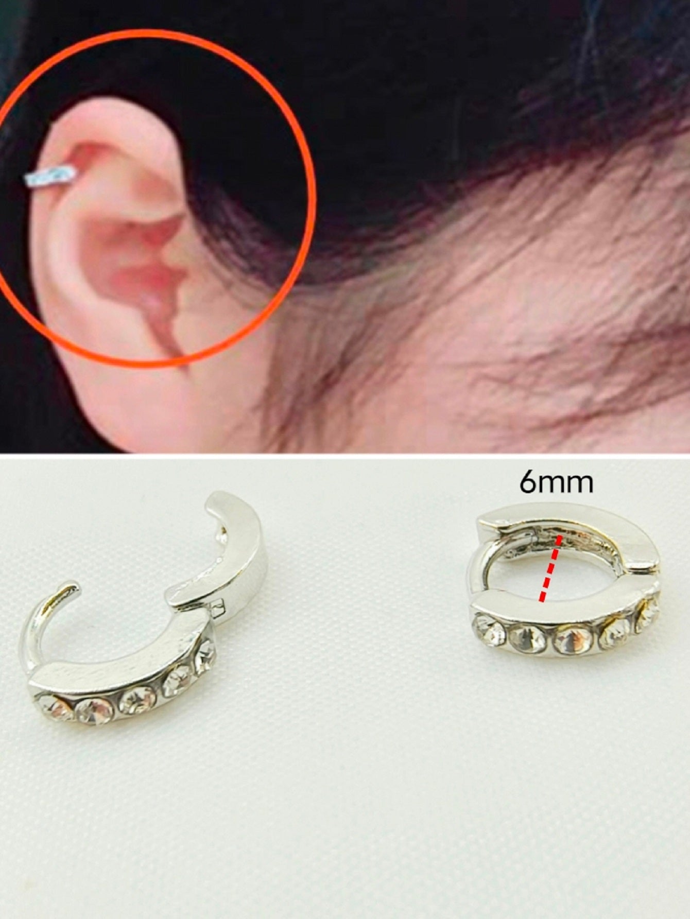 Brinco MINI Argola De Cartilagem de zirconia - par (1pai)