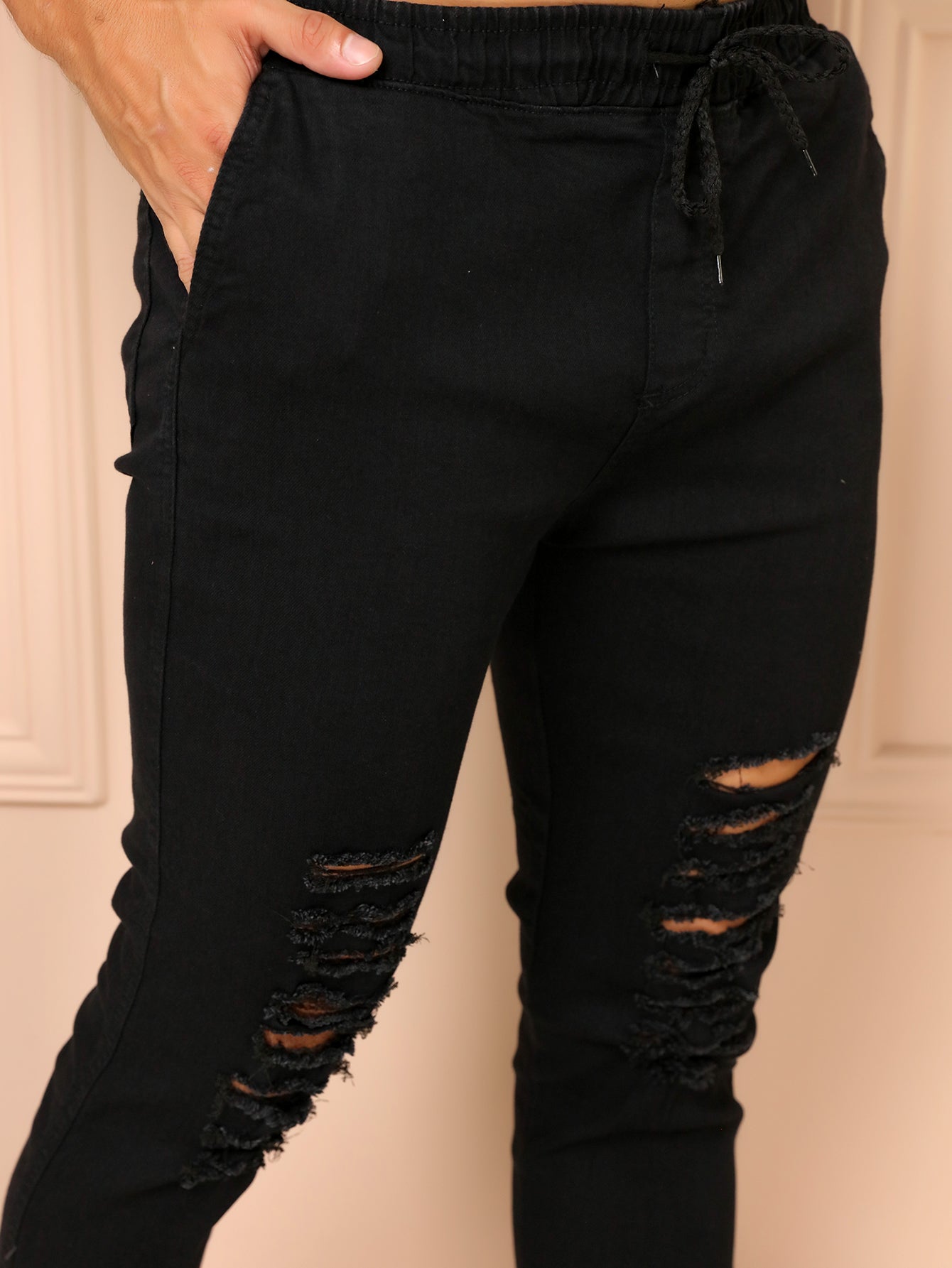 Calça jogger rasgada masculina pena com Elástico