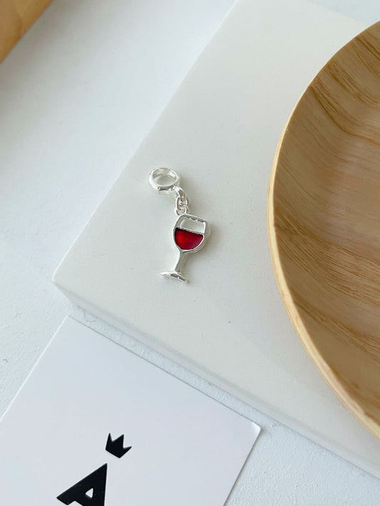 Berloque para Pulseira Banhado a Prata 925 Taça de Vinho