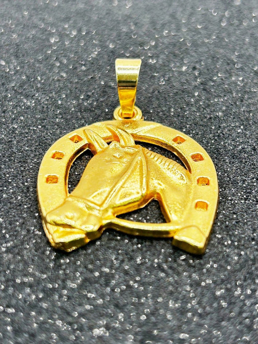 Corrente Masculino Corda De Aço Inox Colares Pra Feminina Banhado A Ouro  Com Pingente De Folheado Cabeça De Cavalo