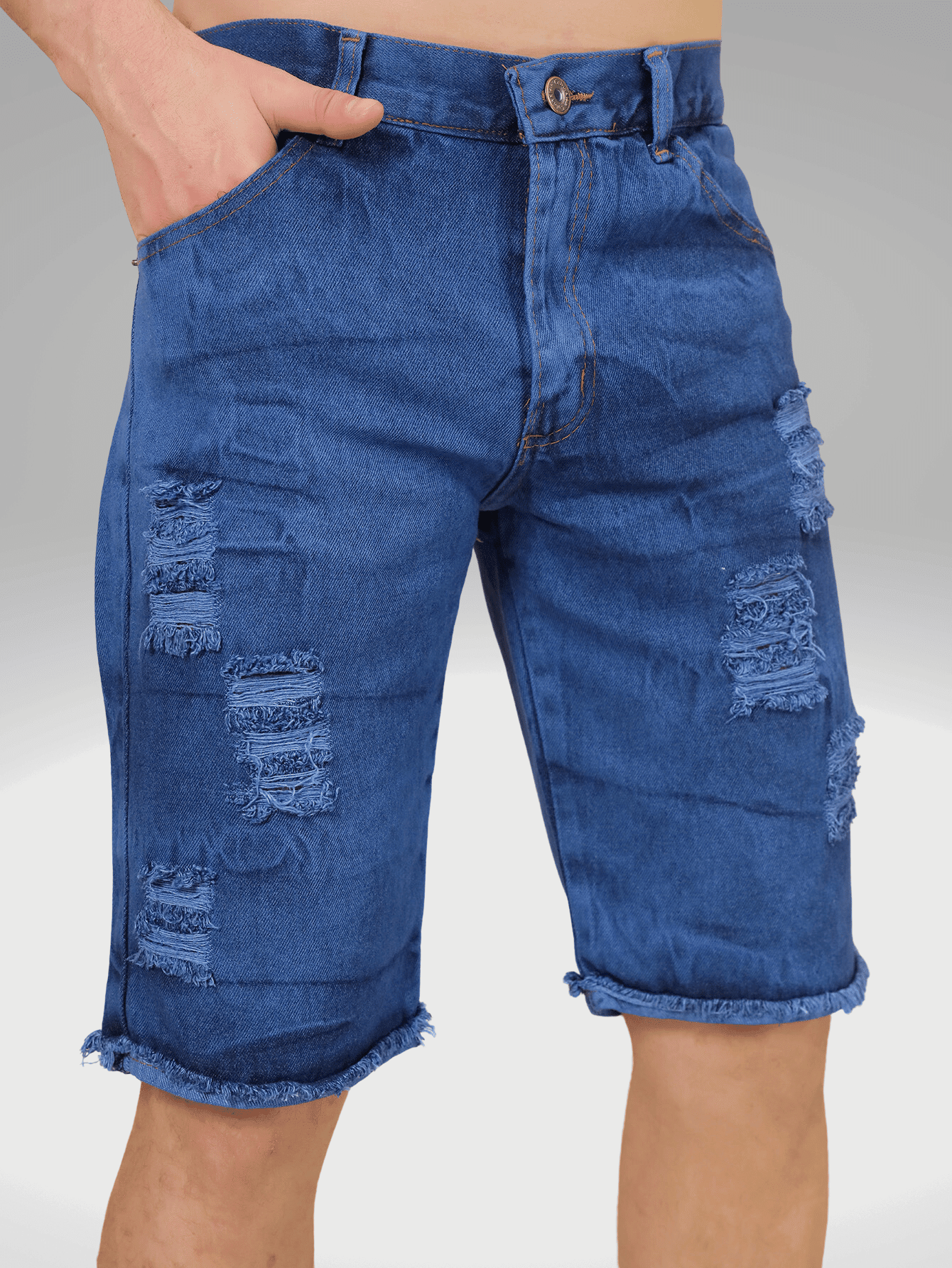 Kit 3 Bermuda Jeans Tradicional masculino Rasgada Casual Direto Da Fábrica