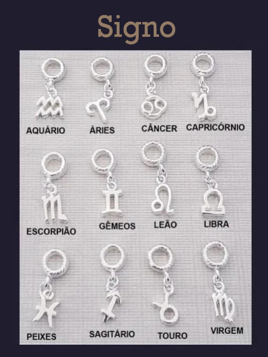 Berloque Signo do Zodíaco Banhado a Prata