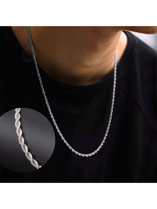 Cordão Masculino Baiano Aço Inox Legítimo Prata