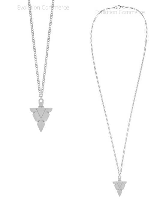 Colar Masculino com Pingente Ponta de Flecha Cordão Corrente de Aço Inoxidável Cor Prata Correntinha Lança
