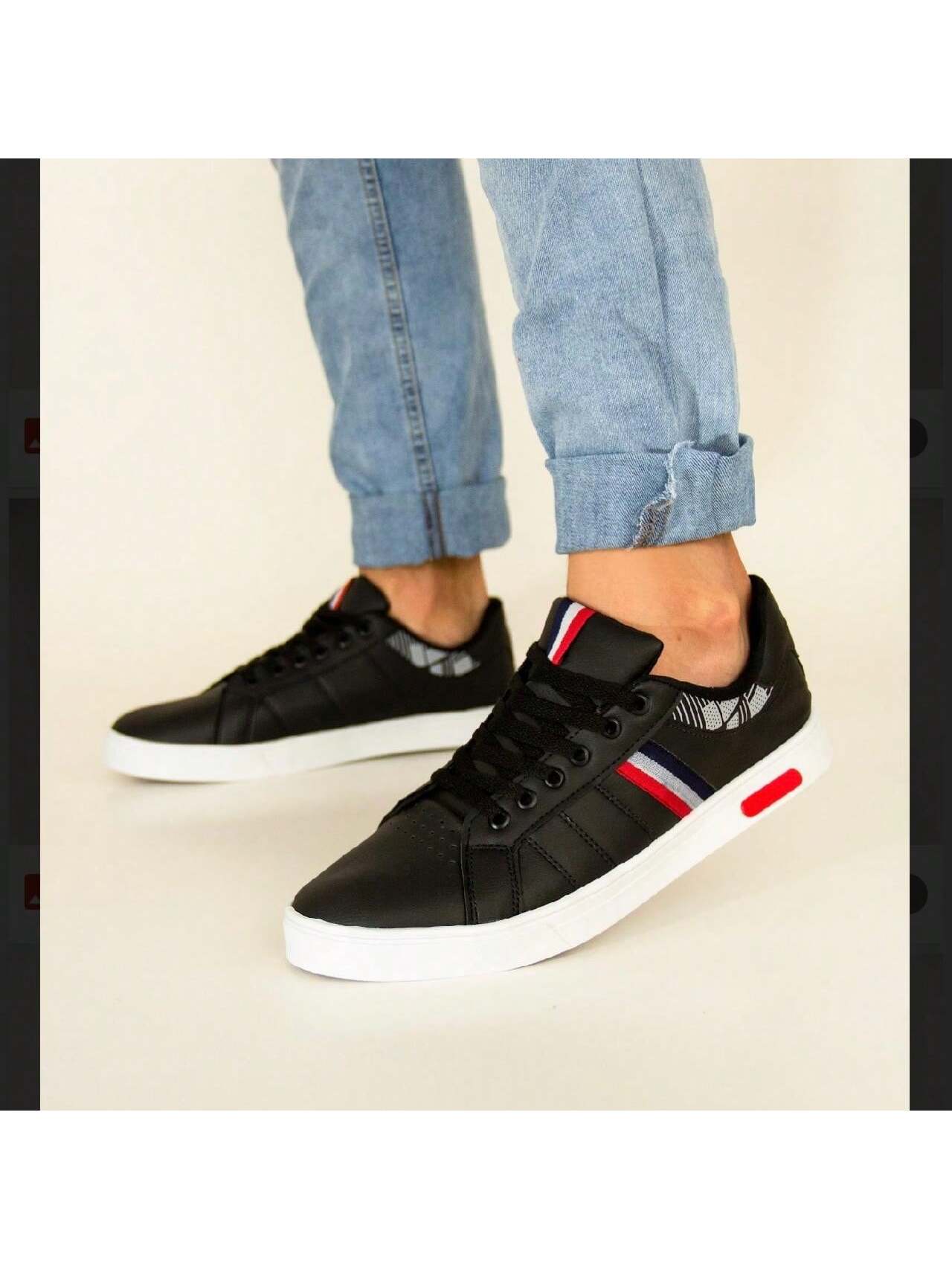 Sapatênis masculino Tênis branco e preto Sapato casual Leve Confortável Lançamento