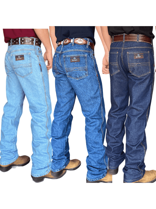 Kit 3 Calça Country Masculina Jeans Tecido Grosso Perna Larga Reta 100% Algodao