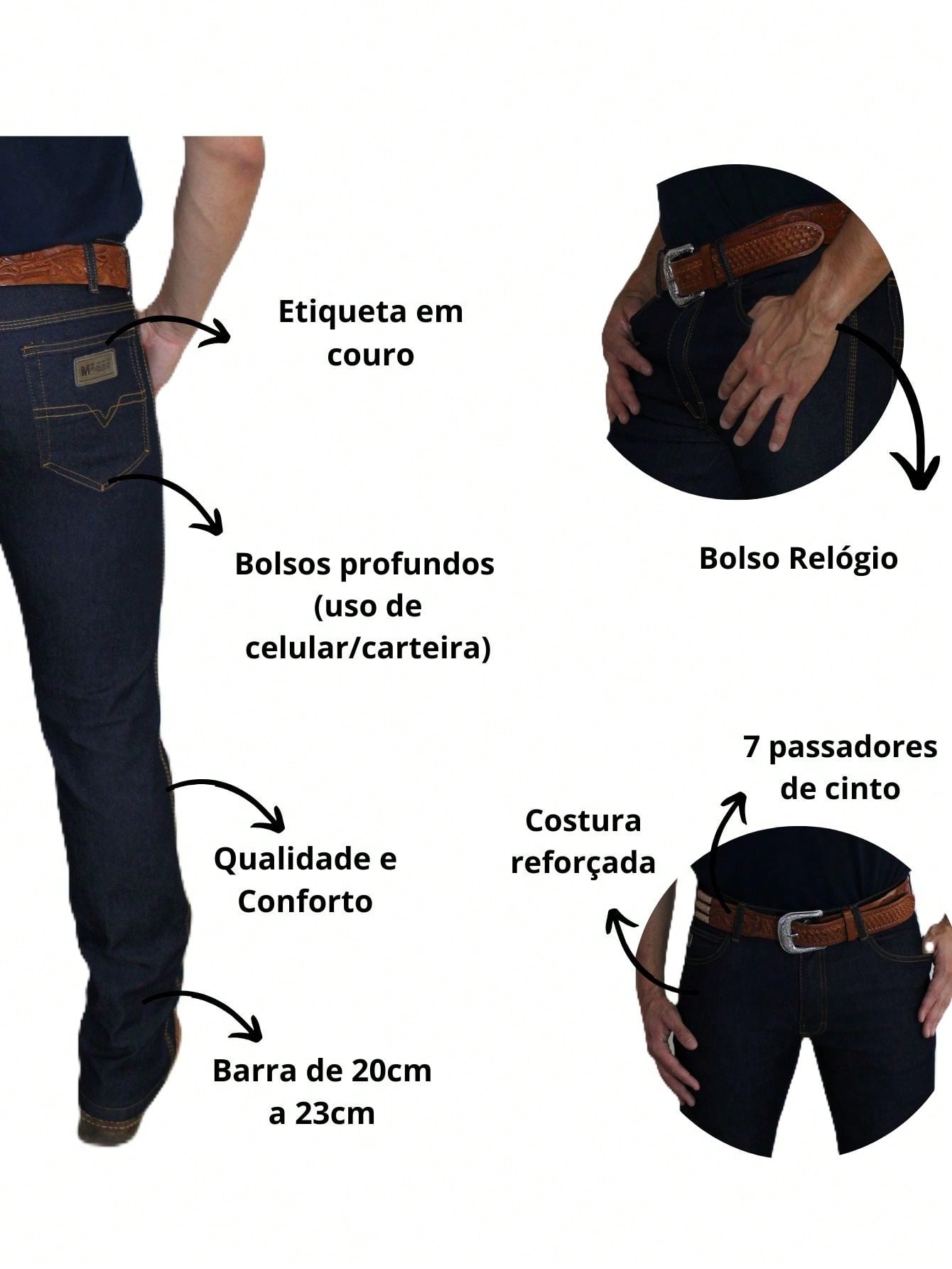 Kit 2 Calças Country Masculina Western Rodeio Montaria Delave e Preto