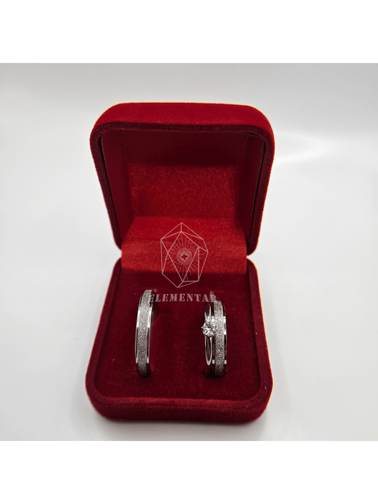 Par de Aliança Namoro Compromisso Diamantada Jateada fina 4mm Aço prata Brilhante