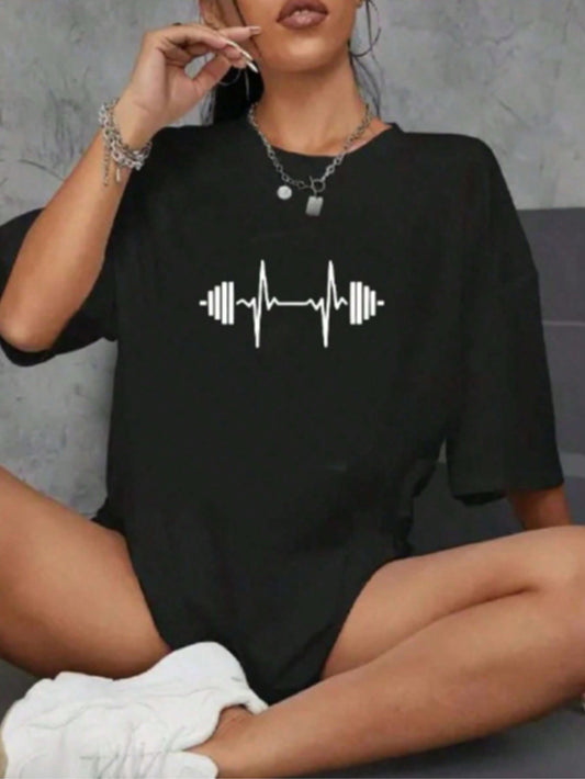 Camiseta Feminina Blusinha T Shit Fashion Algodão Plus Size Infantil Batimentos Treino Halter Academia