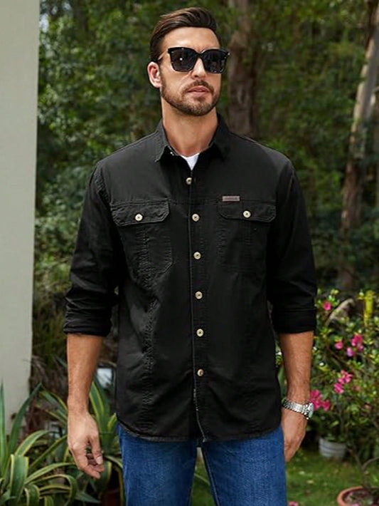 Camisa cargo casual masculina de algodão, camisas de manga larga para acampar y cazar, camisa de combate militar, camisas para senderismo, pesca, ropa de caza