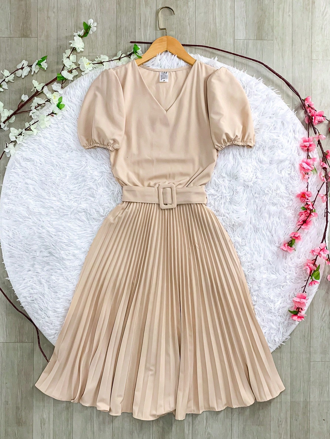 Vestido plissada lisa MIDI Rodado Moda Evangelica