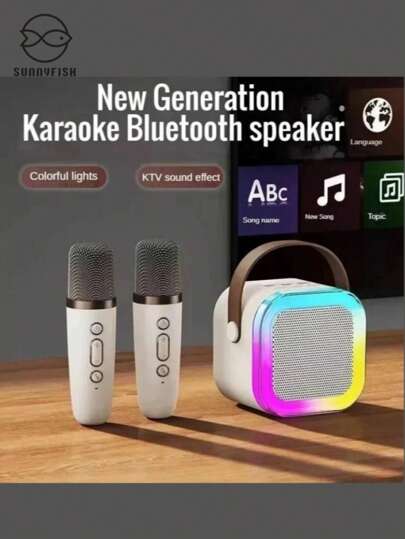 Caixa De Som Com Microfone Alto-Falante Karaokê sem fio Bluetooth Portátil Infantil Natal Festa Presente