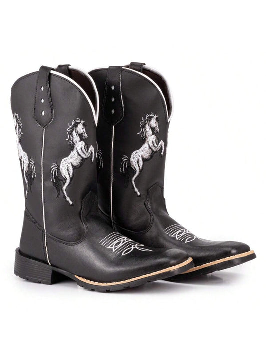Bota Botina Texana Masculina Country Bico Quadrado  2 Cavalos