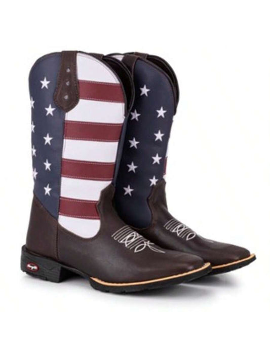 Bota Texana Country Masculina Estados Unidos Bico Quadrado