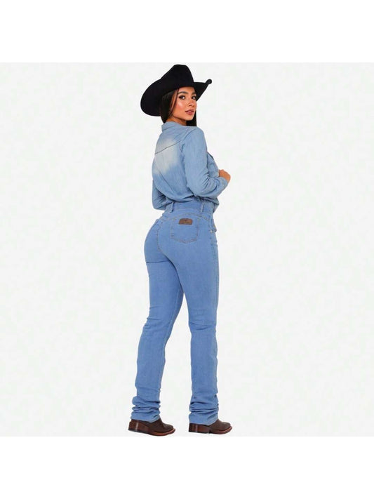 KIT 2 Calças Country de Rodeio Feminina Cintura Alta Com Lycra Elastano Empina Bumbum