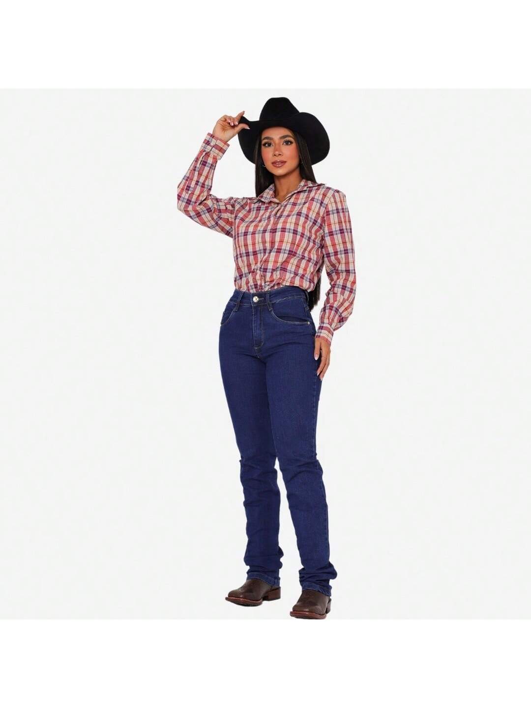 KIT 2 Calças Country de Rodeio Feminina Cintura Alta Com Lycra Elastano Empina Bumbum