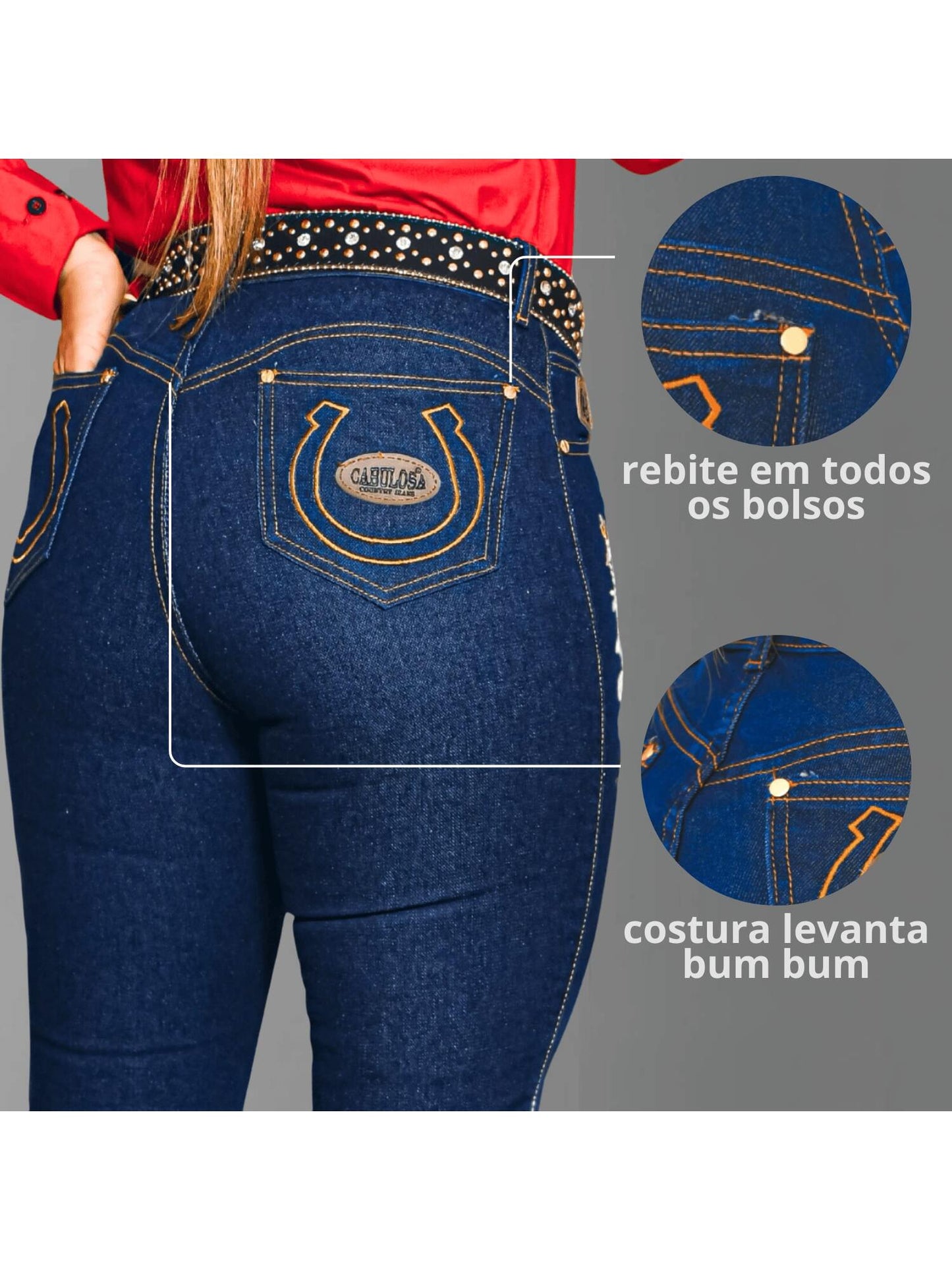 Calça Country Feminina Cavalo Cavalgada Bordada Colorida Couro