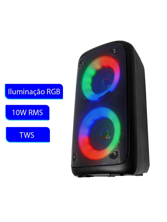 Caixa de som  Potente Multimídia com LED RGB Subwoofer TWS Estéreo sem fio
